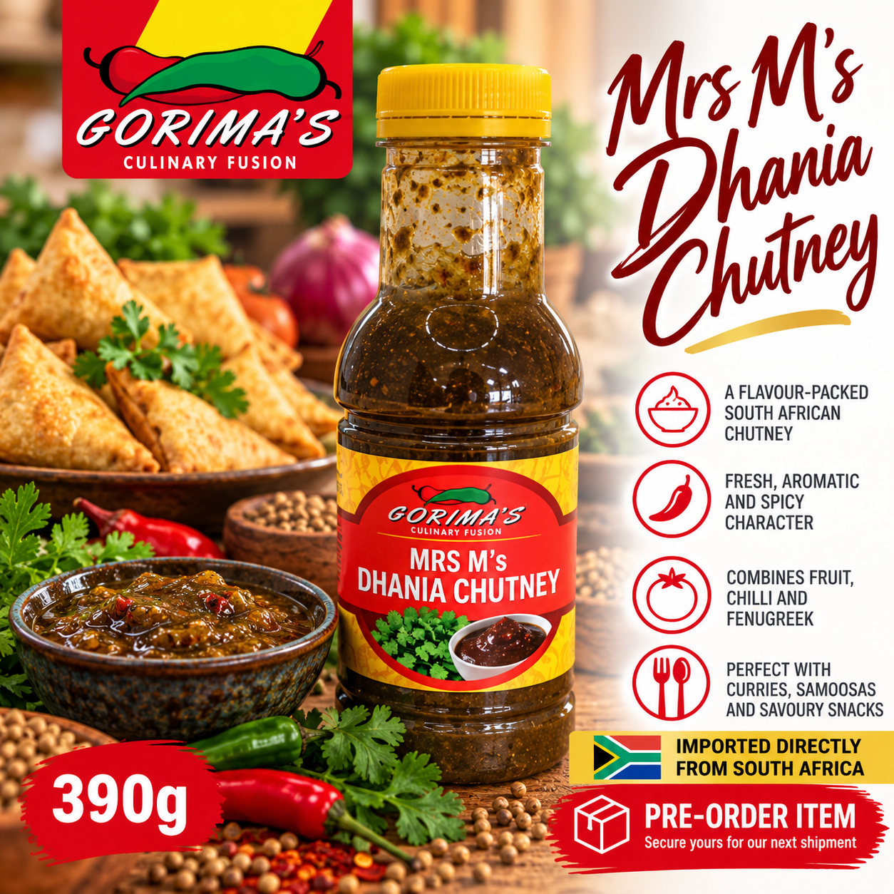 Samoosa Dip - Mrs M’s Dhania Chutney – (390g)